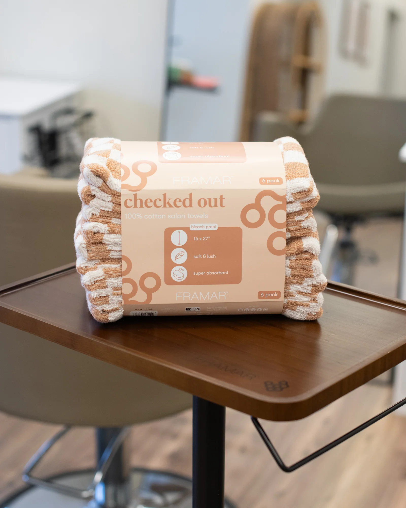 Checked Out Salon Towels - Beige & White - Image 2